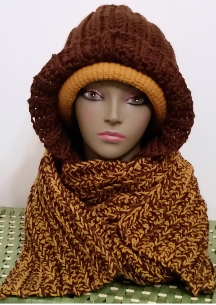 Chocolate/Gold Hooded Scarf