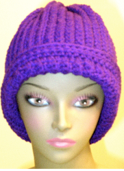 Purple Ribbed Beanie