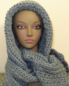 Denim Blue Hooded Scarf